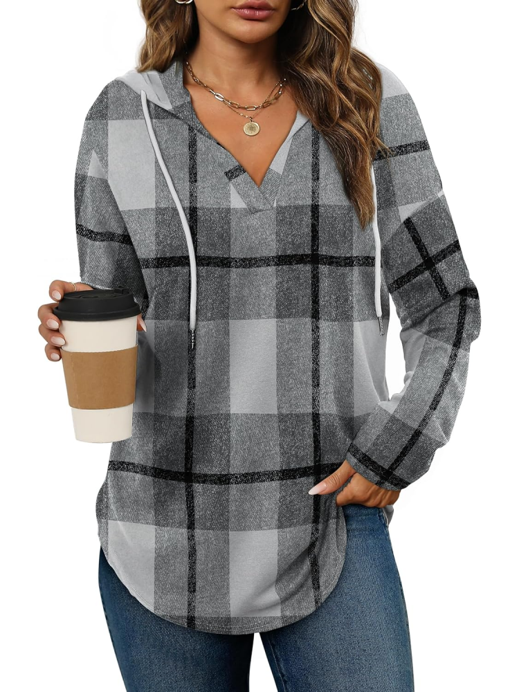 2025 Women's Long Sleeve Plaid Oversized Hoodies (buy 2 free shipping)