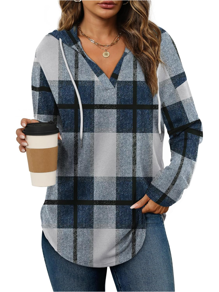 2025 Women's Long Sleeve Plaid Oversized Hoodies (buy 2 free shipping)