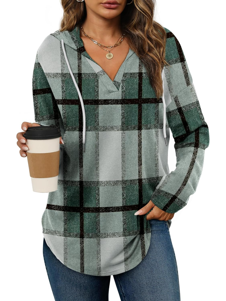 2025 Women's Long Sleeve Plaid Oversized Hoodies (buy 2 free shipping)