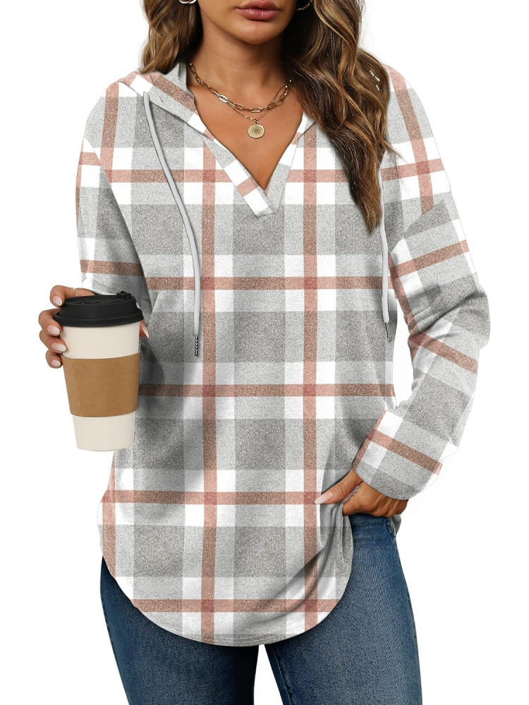 2025 Women's Long Sleeve Plaid Oversized Hoodies (buy 2 free shipping)