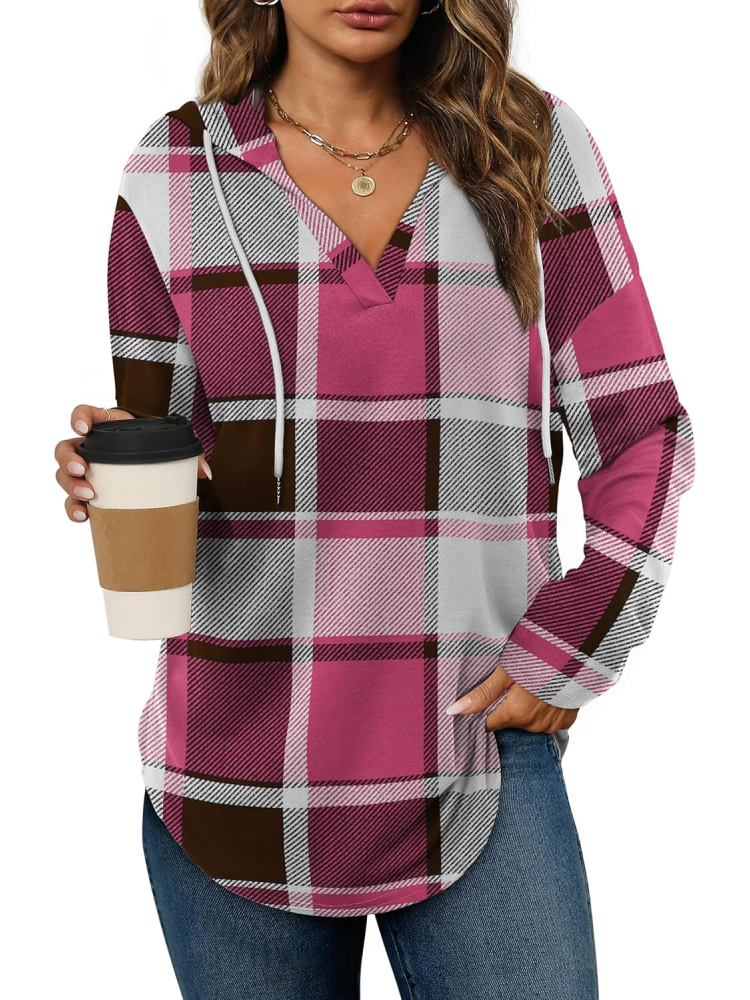 2025 Women's Long Sleeve Plaid Oversized Hoodies (buy 2 free shipping)