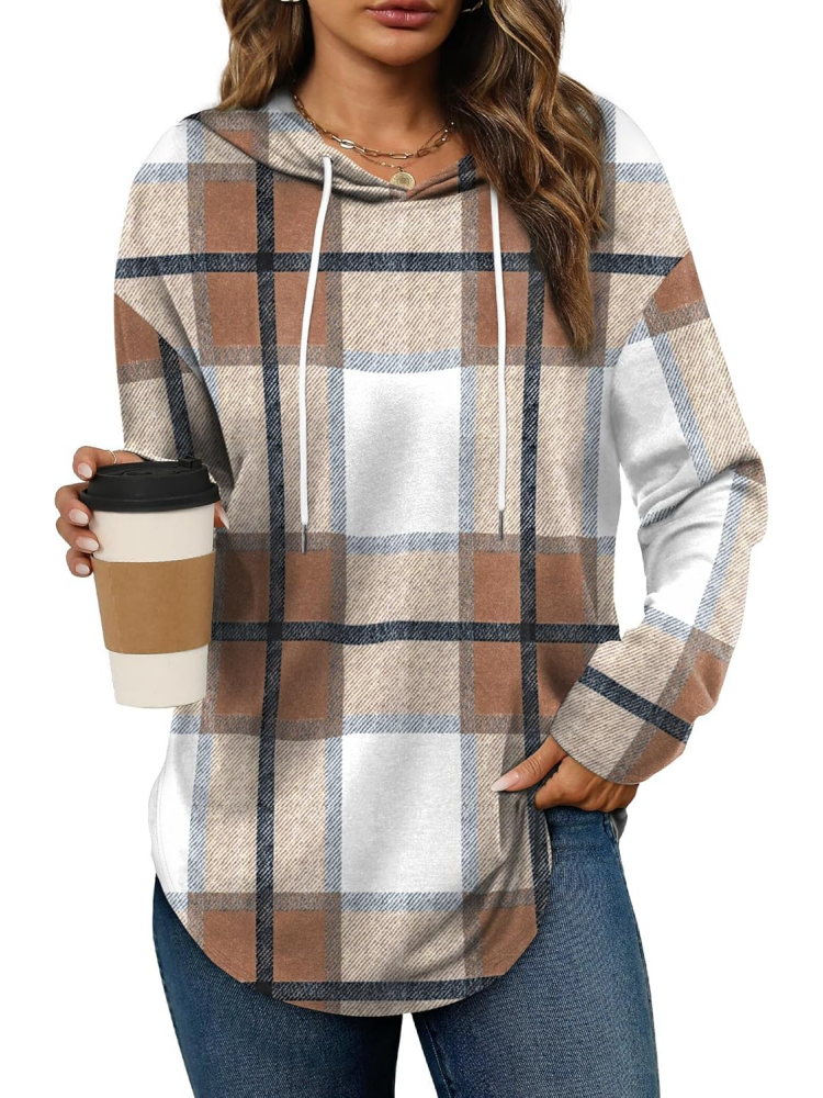 2025 Women's Long Sleeve Plaid Oversized Hoodies (buy 2 free shipping)