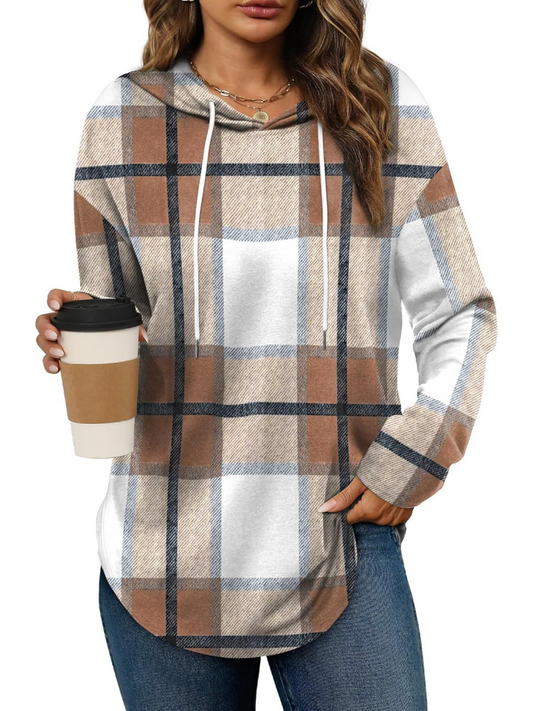 2025 Women's Long Sleeve Plaid Oversized Hoodies (buy 2 free shipping)