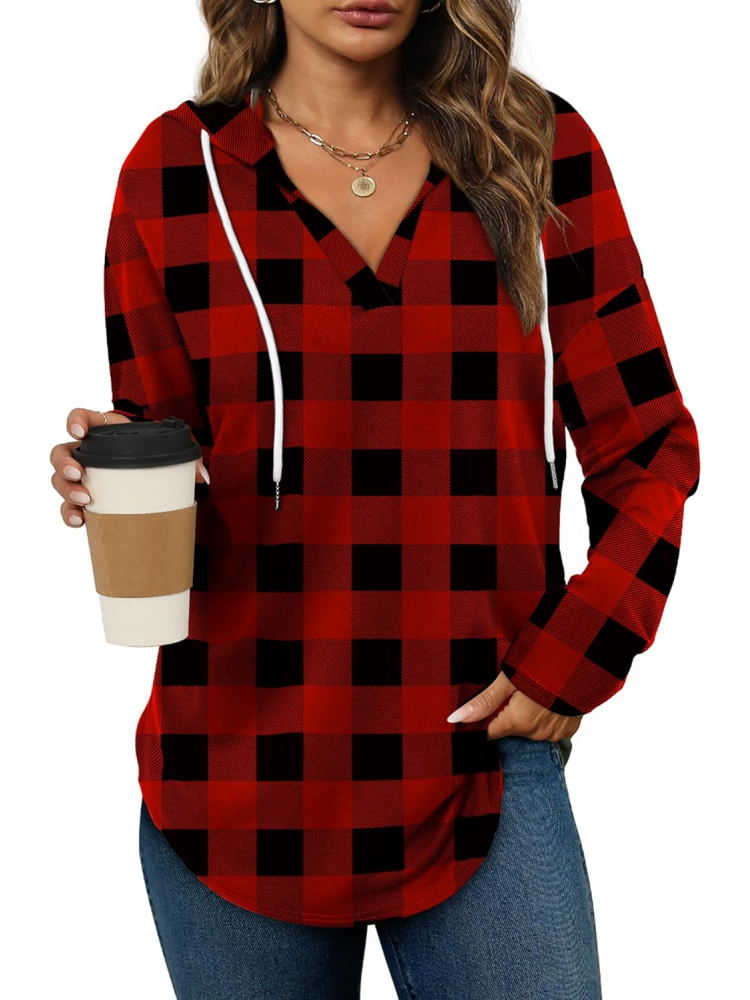 2025 Women's Long Sleeve Plaid Oversized Hoodies (buy 2 free shipping)