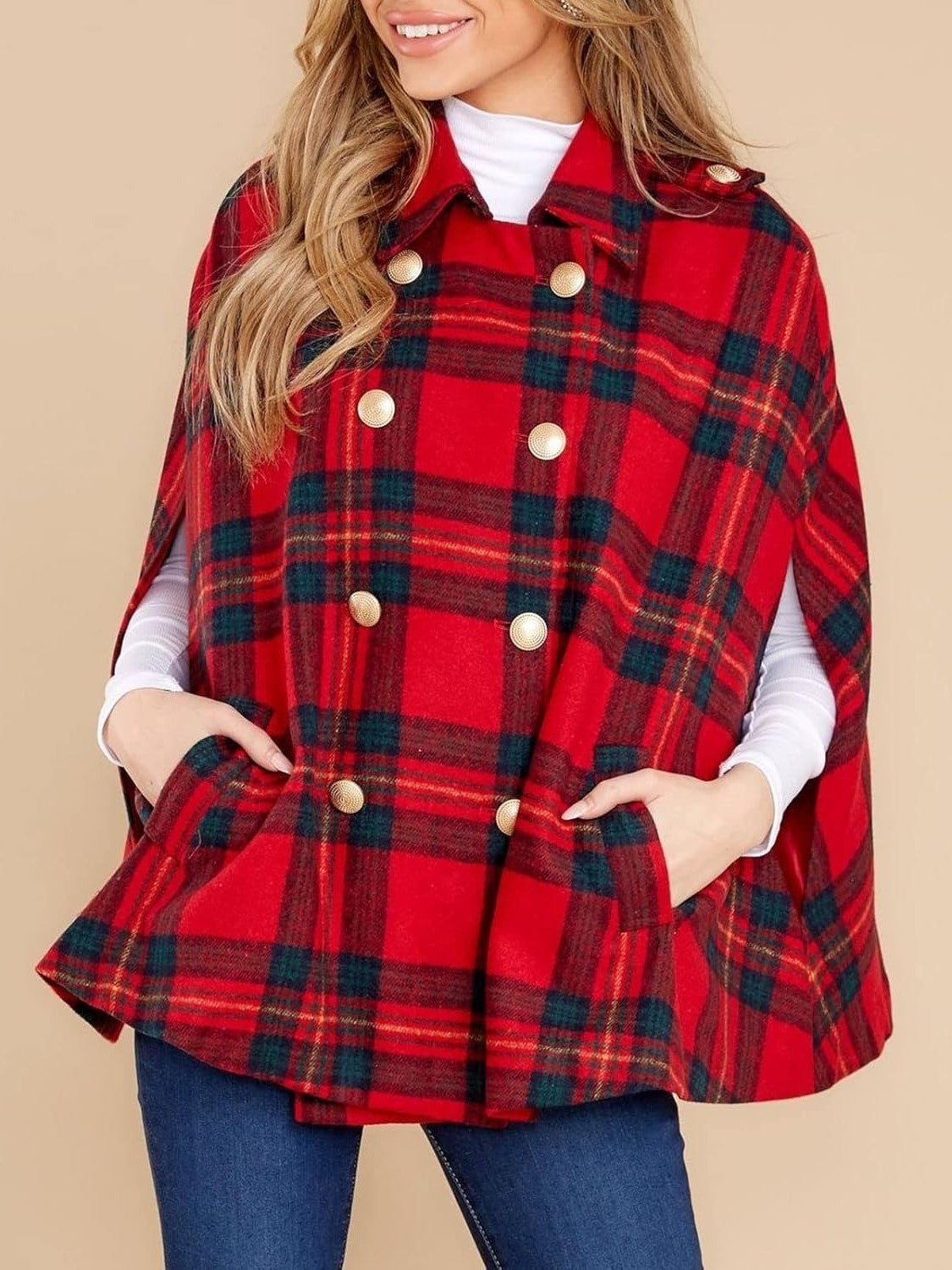 New In Women's Plaid Winter Cape Coat(Buy 2 Free Shipping)