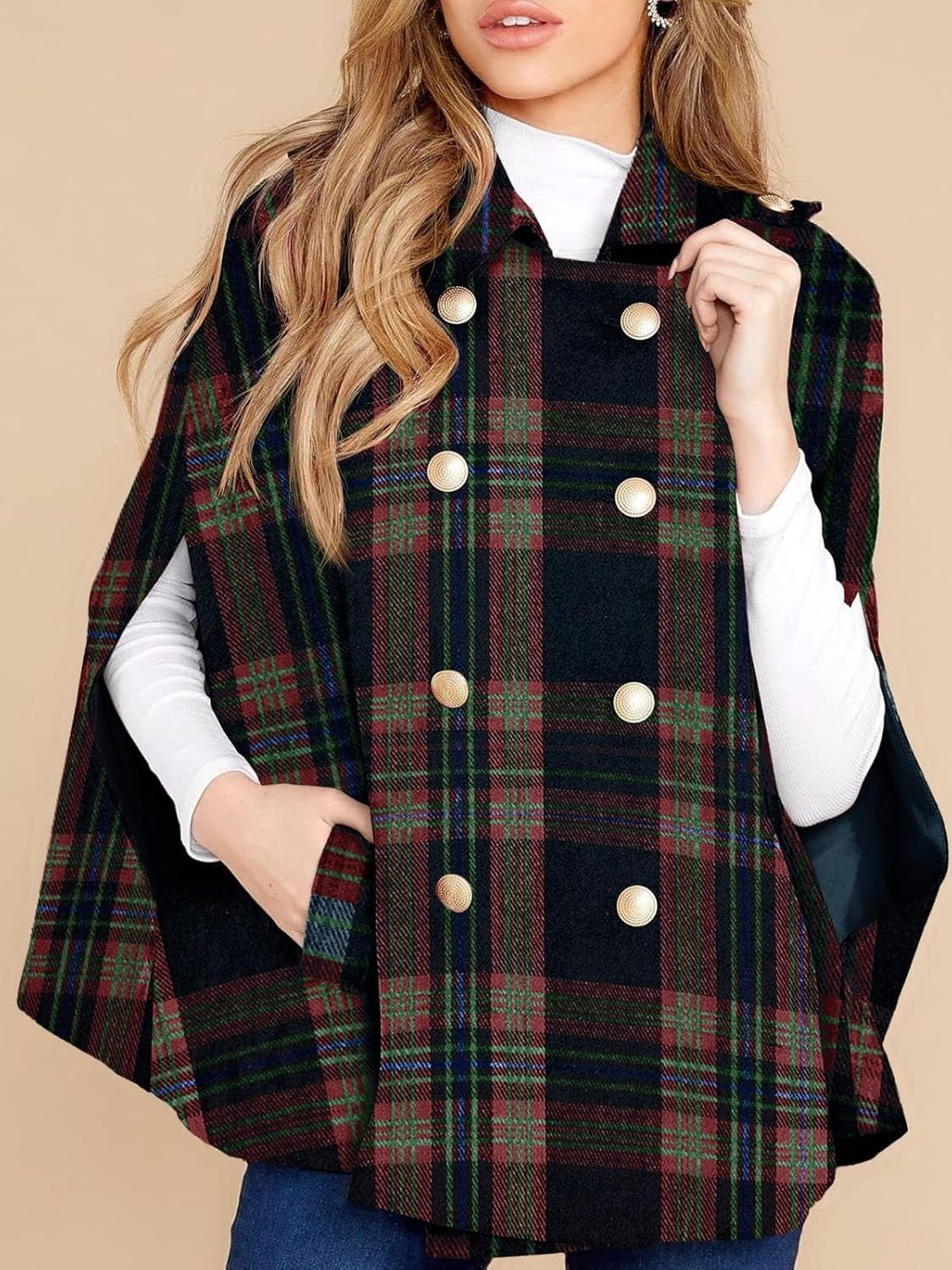 New In Women's Plaid Winter Cape Coat(Buy 2 Free Shipping)